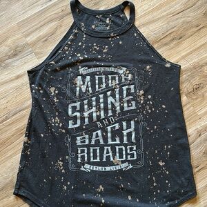 Black bleach splattered Graphic Tank Top